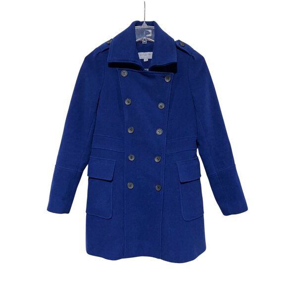 Wool Blend Peacoat 8 Overcoat Jacket Pockets Military Style Minimalist Capsule - Picture 1 of 14